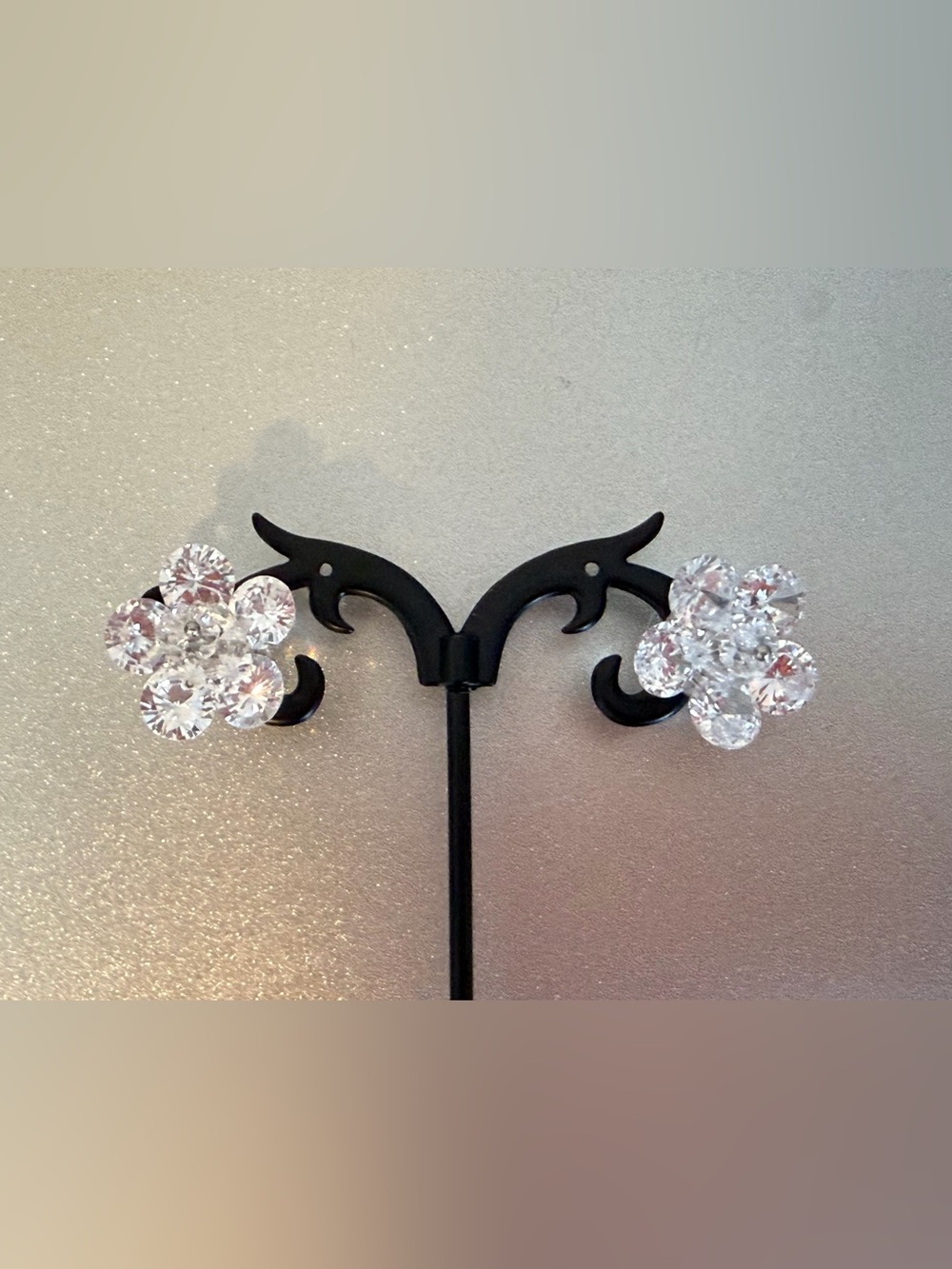 Crystal Flower Cluster Stud Earrings - Clear